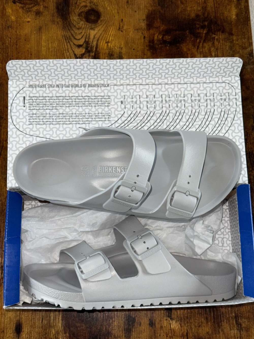Birkenstock Men's Arizona EVA Sandals — Light Silver - Size 9/9.5